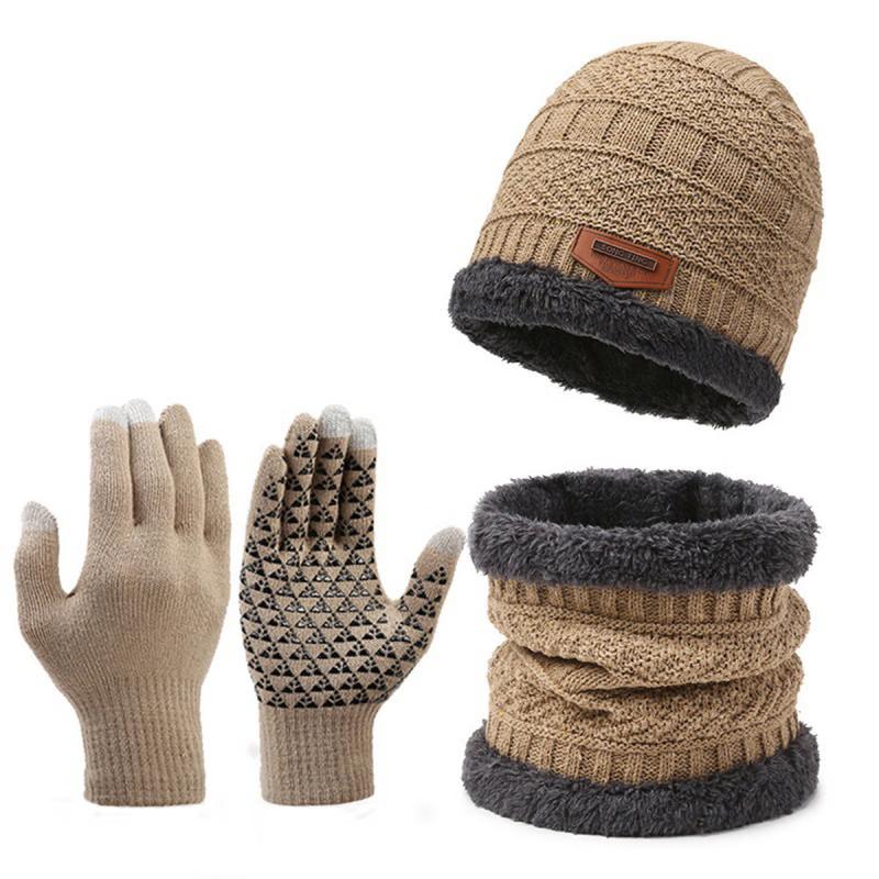 Winter Knit Hat, Touchscreen Gloves & Neck Warmer Set