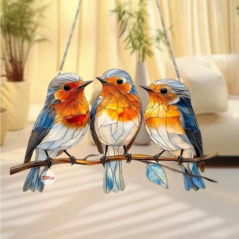 Pretty Bird Acrylic Living Room Courtyard Pendant Holiday Scene Decorative Pendant Gift