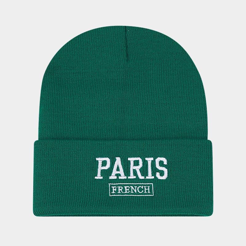 Large Version Knitted Hat Female Face Small Embroidered Letters Wool Pullover Hat Big Head Circumference Street Tide Hat