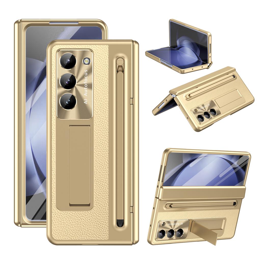 Slot na pero s pouzdrem s fólií ze skla pro Samsung Galaxy Z Fold 7 6 5 4 Ochrana pantu proti pádu Kožené Fold6 Fold7 Ochrana s krytem pro S Pen