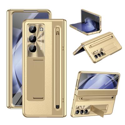 Slot na pero s pouzdrem s fólií ze skla pro Samsung Galaxy Z Fold 7 6 5 4 Ochrana pantu proti pádu Kožené Fold6 Fold7 Ochrana s krytem pro S Pen