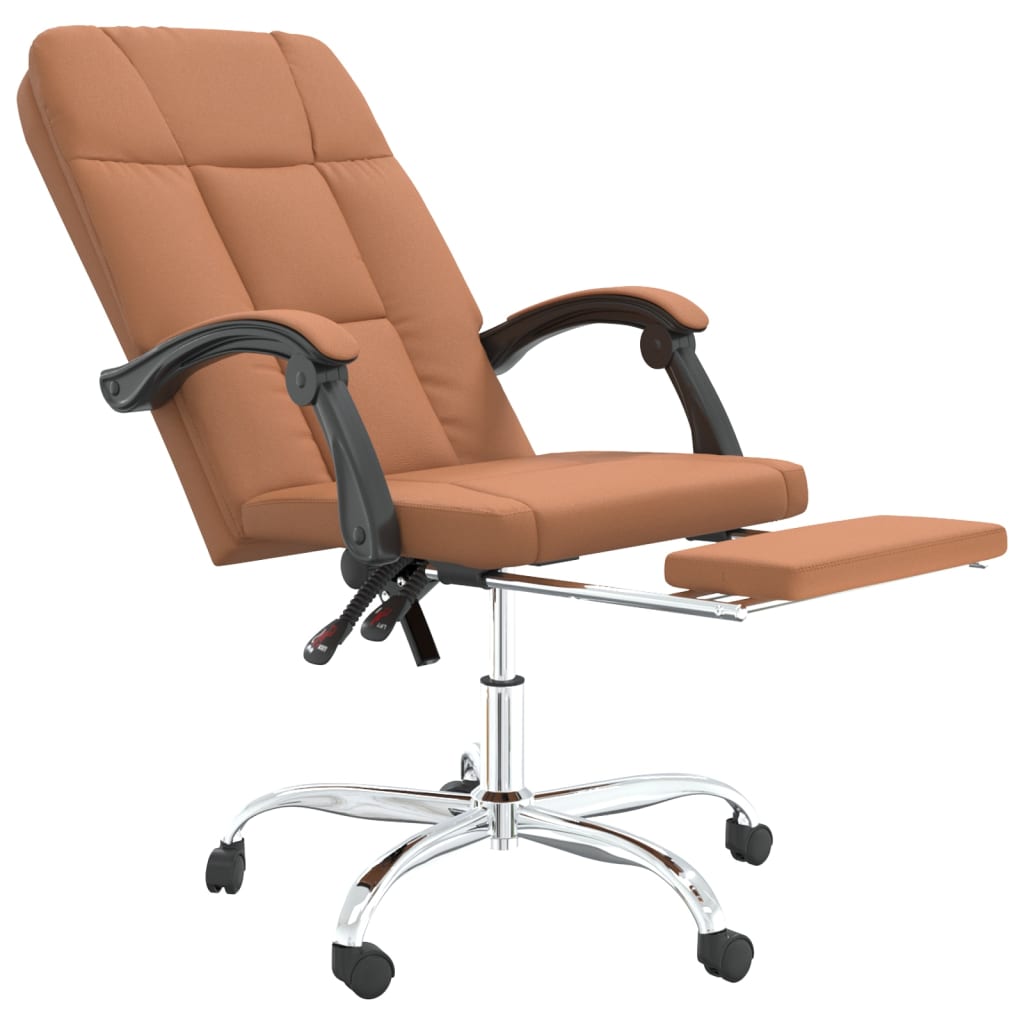 Office Chair with Reclining Function Brown Artificial Leather