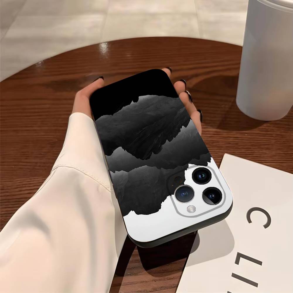 

Black Mountain INS Design Phone Case For iPhone 17,16,15,14,13,12,11,Pro,Max,Plus Shockproof Cover iPhone14ProMax