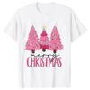 Rosa Weihnachtsbaum Damen T-Shirt Lustiges Grafik-Weihnachtsparty-Outfit Harajuku Lässig FeUnisex Kleidung O-Ausschnitt Kurzarm-T-Shirts