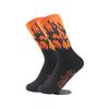 2 Pairs Reinforced Heel Toe Athletic Socks Flame Pattern Middle Length Crew Cotton Blend Socks For Sports Enthusiasts