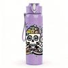1PC Sugar Skull Festival Art 750ml Color Plastic Sports Water Bottle Leakproof Flip Straw Lid Suitable for Sports Office Home Use