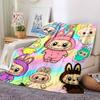 Kawaii Bubu Print Flannel Blanket High Quality Warm Comfortable Cover for All Seasons Perfect for Gifts Home Decor