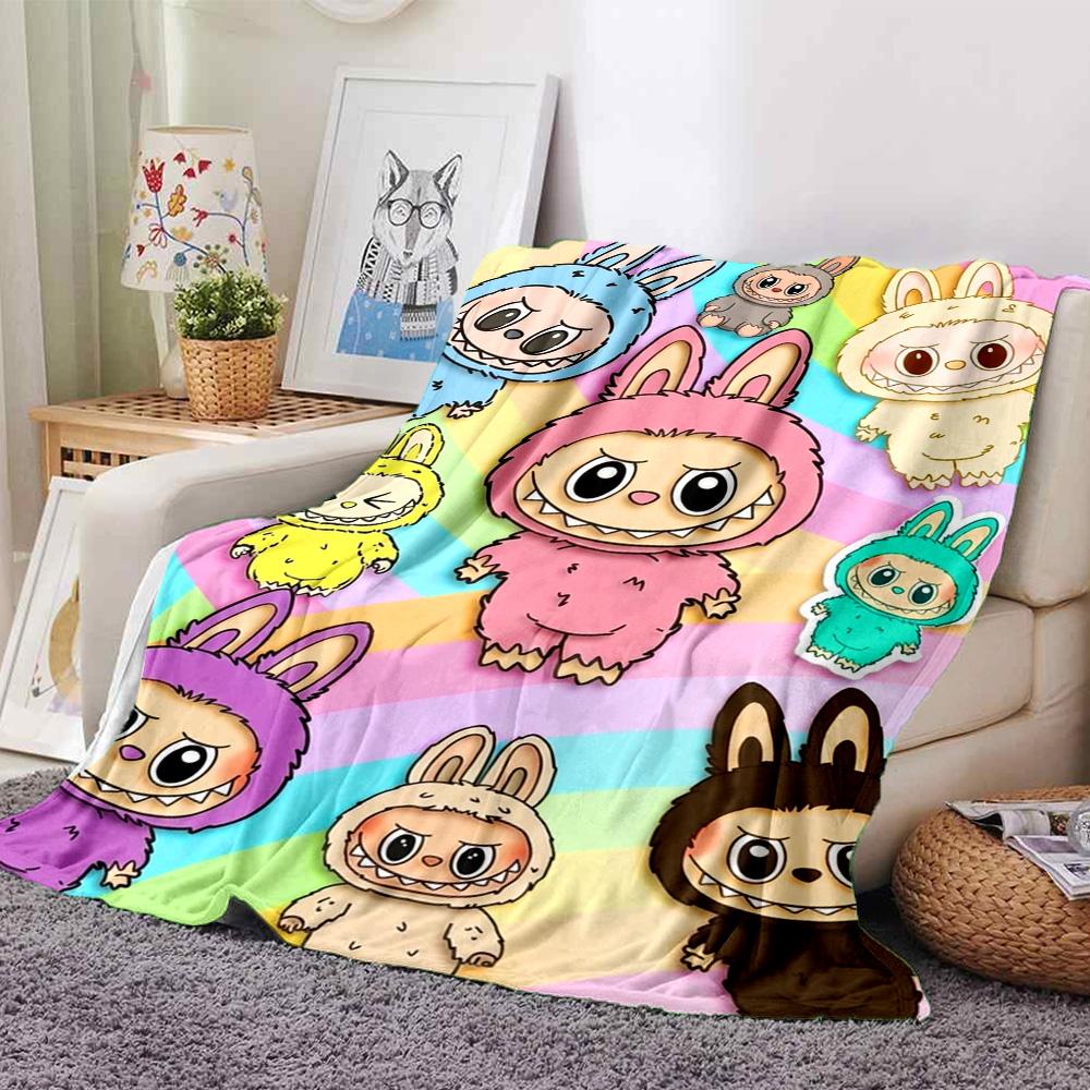 Kawaii Bubu Print Flannel Blanket High Quality Warm Comfortable Cover for All Seasons Perfect for Gifts Home Decor
