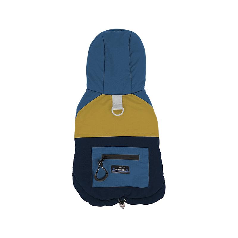 Pet Autumn and Winter Clothing Color Matching Pocket Hooded Jacket Heat Storage Can Pull Windproof Legs Dog Clothes