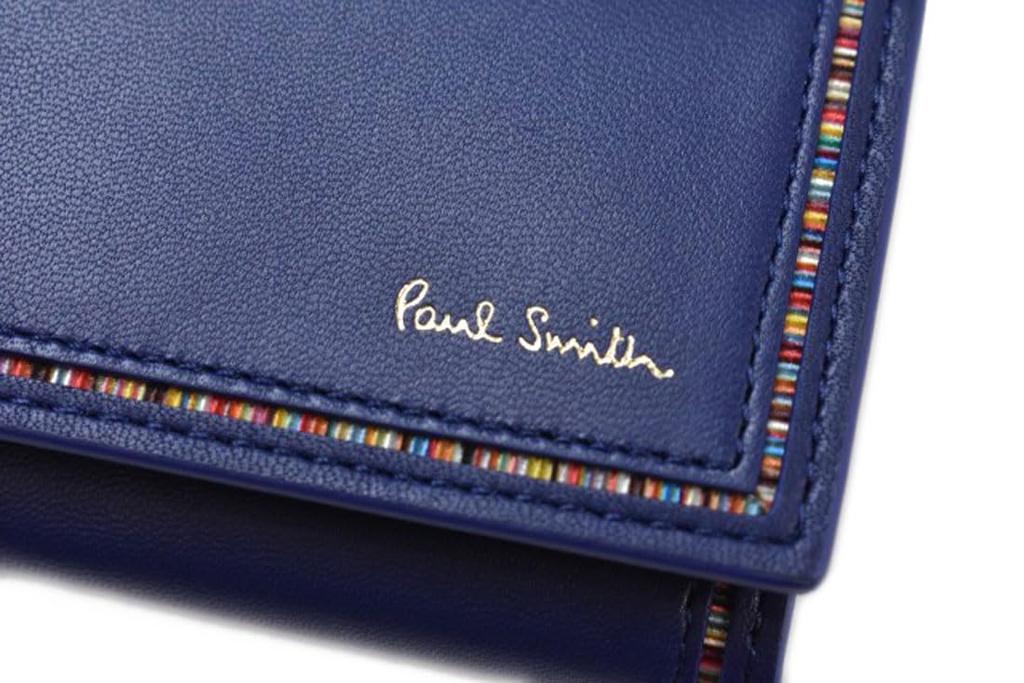 Key Case 4 Rows Brand Stripe Inset Detail Genuine Leather Special Box Included [Paul Smith] Men's (Blue)