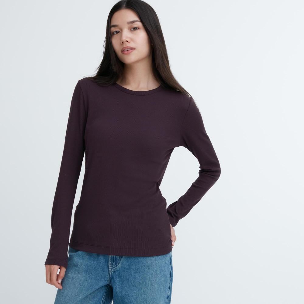 

UNIQLO JAPAN Прозрачный трикотаж с круглым вырезом и длинными рукавами