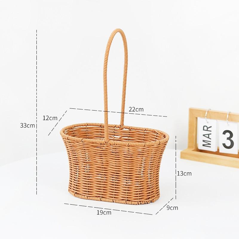 Handwoven Storage Basket Vegetable Flower Plant Hand Baskets Rattan Snack Bread Picnic Basket Desktop Sundries Organizer