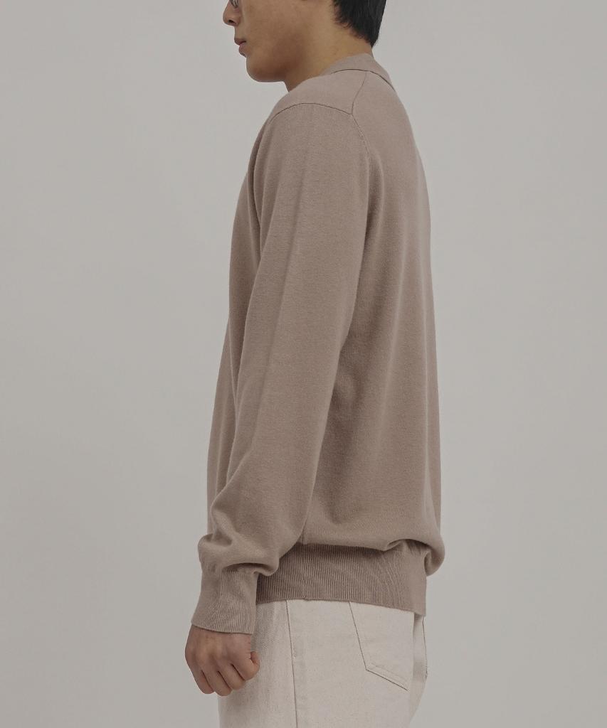 GOLDPERCENT Viscose Soft Cozy Collar Knit (Beige, Men)