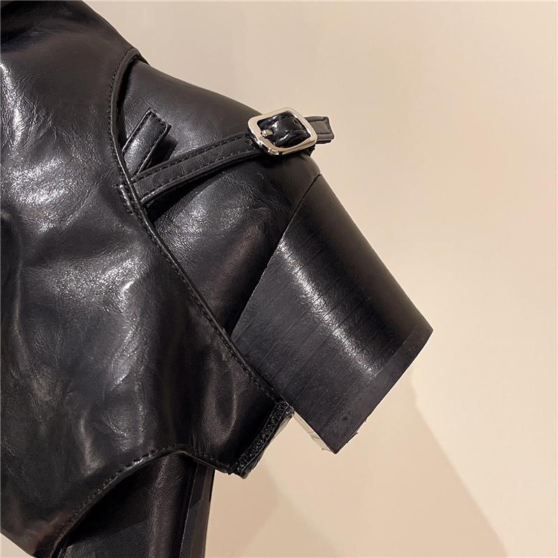 Fashion Pointed Toe Thick Heel Women Long Boots Fashion Mid Calf Booties Autumn Winter Woman Mordern Removable Trouser Legs Booties