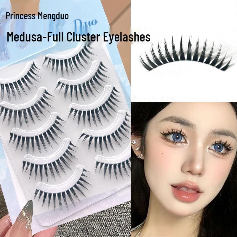 

Mengduo Princess Medusa Transparent Band False Eyelashes - Dense Long Comic Style