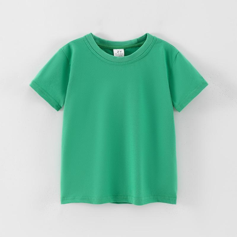Kinder Kurzarm Baumwoll T-Shirt einfarbig - Sommer für Jungen, Größen ab 3T