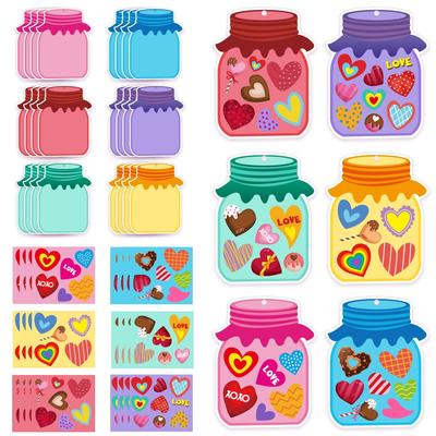 Colorful Heart Shape Valentine's Day Gift Card Cartoon Confession Gift Set Greeting Cards DIY Handmade Cookies Tags