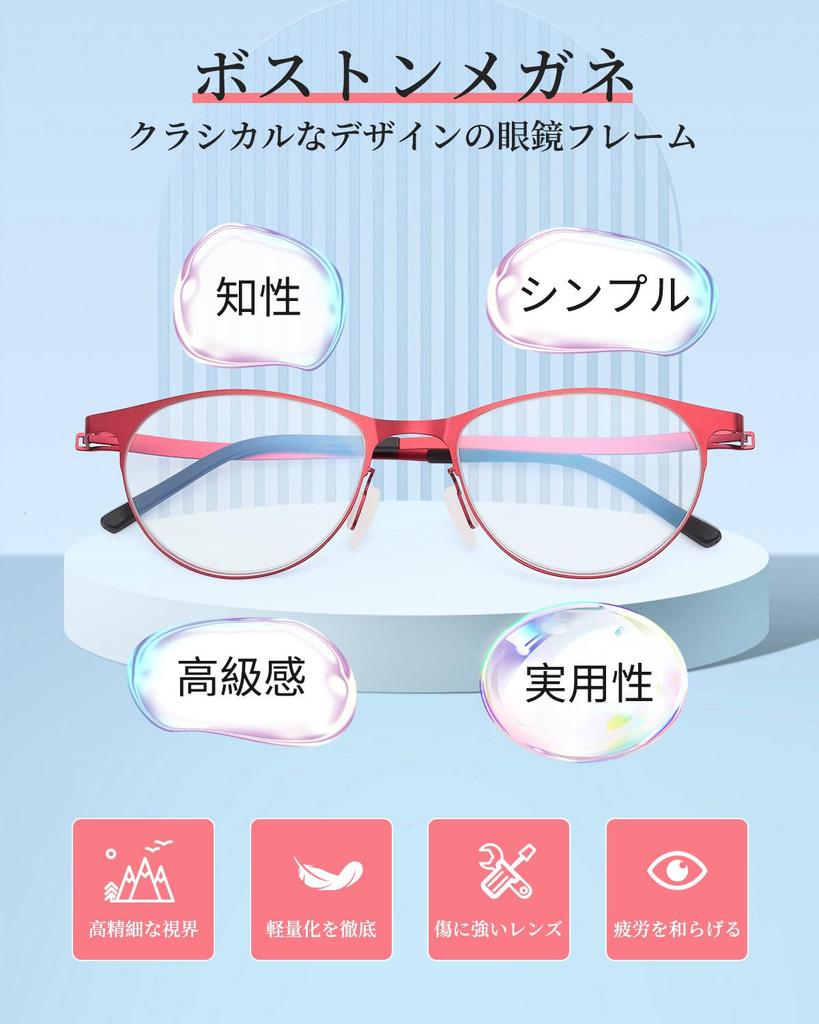 Reading Senior Glasses for Blue Light Boston Metal Stylish Reading Glasses for Men and Comfortable for Comes with Red [GO!GRM] Glasses, Women,