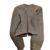Chaqueta de tweed corta vintage para mujer, elegante blazer corto coreano de otoño, de un solo pecho, combina con todo, ropa de abrigo informal y elegante