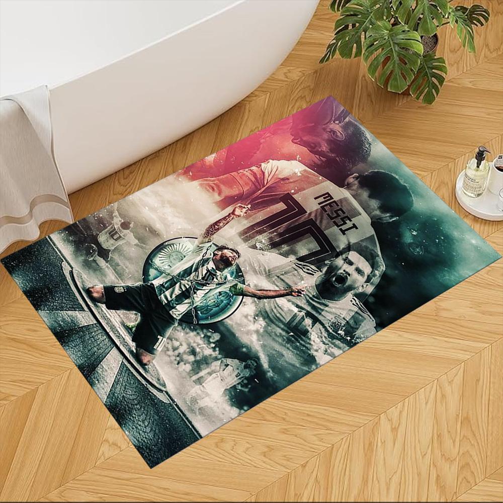 Football Messi Floor Mat Suitable for Kitchen Entryway Hallway Dormitory Anti-slip Rug Decorate Offices Luxury Gift for Birthday, Christmas, Wedding