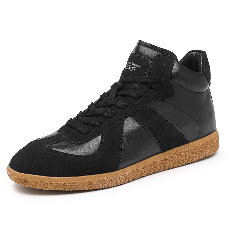 

Модные мужские кожаные кроссовки на шнуровке, новая тенденция, повседневная обувь, дышащие, для отдыха, мужские, tenis masculino, нескользящая обувь для скейтборда, ботильоны 44 чёрный