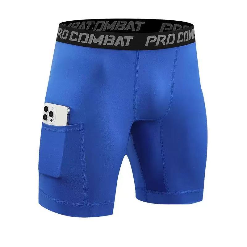

Men s Quick-Dry Compression Shorts with Pockets - High Elasticity, Ideal for Running, Training, and Basketball. M (100-120 jin) синій