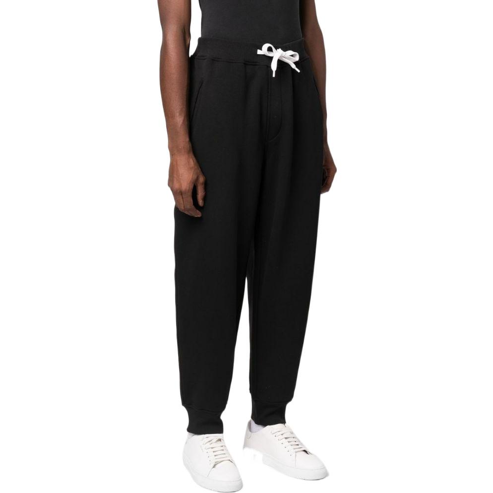 Emporio Armani Solid Color Drawstring Waist Knitted Sports Pants Men bottoms Black 6L1P8A-1JSFZ-0999