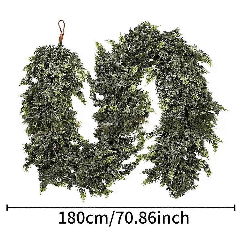 6ft Pine Garland for Christmas - Artificial Cedar Wreath with Real-Touch Needles for Fireplace, Table, and Home Decoration