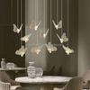10-Head Wedding Props Crystal Luminous Butterflies Chandelier Light Detachable Hotel Stage Pendant Lamps Ceiling Hanging