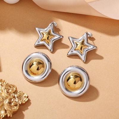 Boucles d'oreilles géométriques à clous avec blocs de couleurs: Mode Acier Inoxydable pour Femmes en Or & Argent