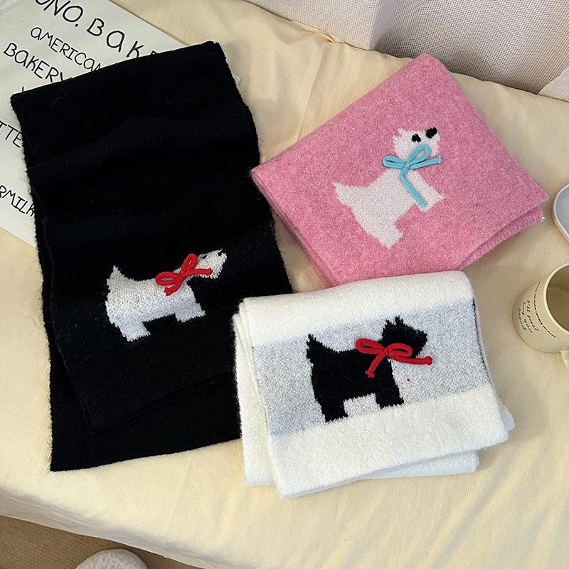 Luochi Knitting Scarf: Cozy Imitation Cashmere Cartoon Wool Neck Warmer for Women, Korean Style