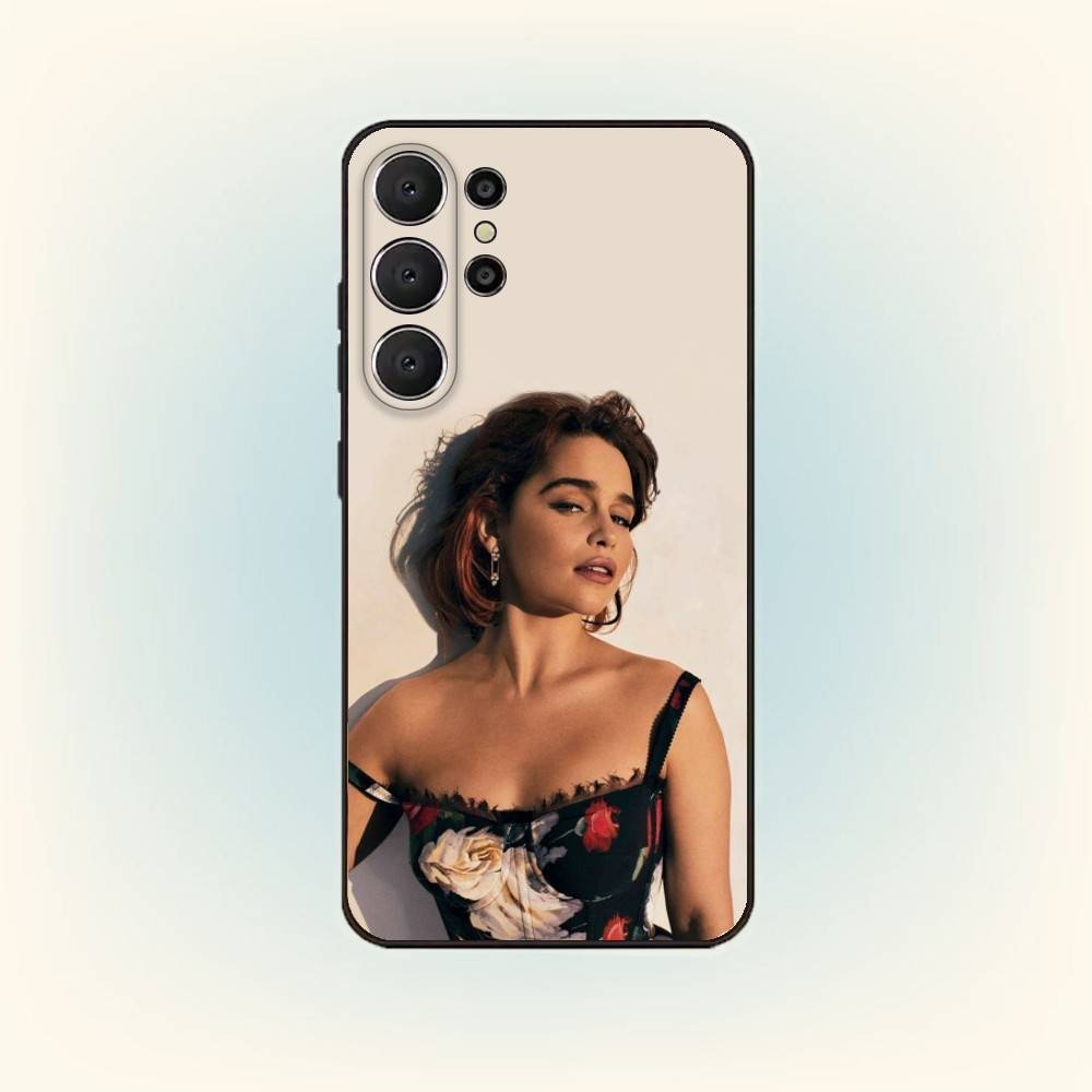E-Emilia C-Clarke Actress Phone Case For Samsung S26,S25,24,23,22,30,21,10,9,Ultra,Plus,Lite,FE Soft Black Case