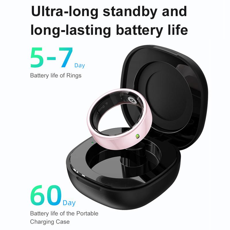R05 NFC Smart Ring with Charging Case for Men Women,Health and Sleep Monitor,5ATM Waterproof,Multi-sport Mode For Android IOS