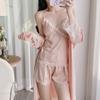 Internet celebrity spring and summer women's pajamas new thin solid color lace ice silk suspender shorts vest loungewear set