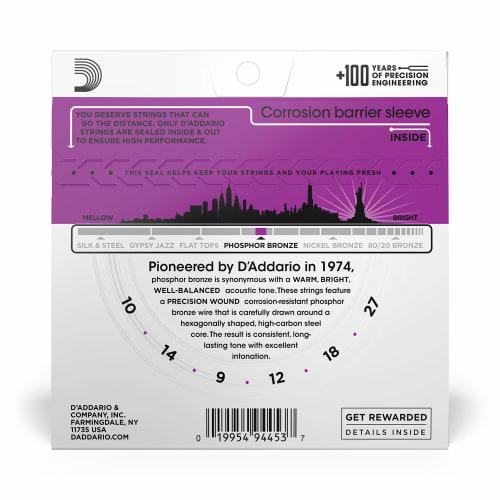 D'Addario Phosphor Bronze Acoustic Guitar Strings, High-Strung/Nashville Tuning, .010-.027, EJ38H