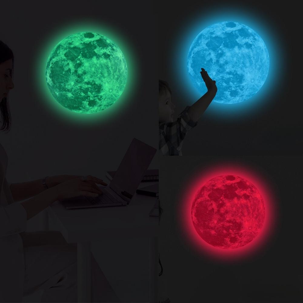5-30cm Luminous 3D Moon Wall Stickers For Kids Baby Room Bedroom Decoration Living Room Home Decals Glow In The Dark Wallpaper