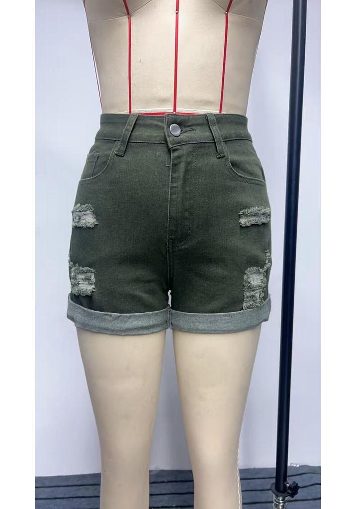 High-Waisted Women's Elastic Denim Street Style Shorts