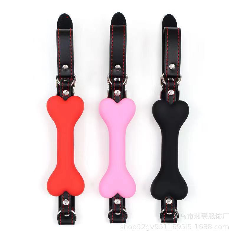 Měkký postroj Silikonový ústní roubík Pes Bone Ball Gag Otevřená ústa Gag BDSM Bondage Slave Gag Sexuální produkty SM sexuální hračky pro ženy