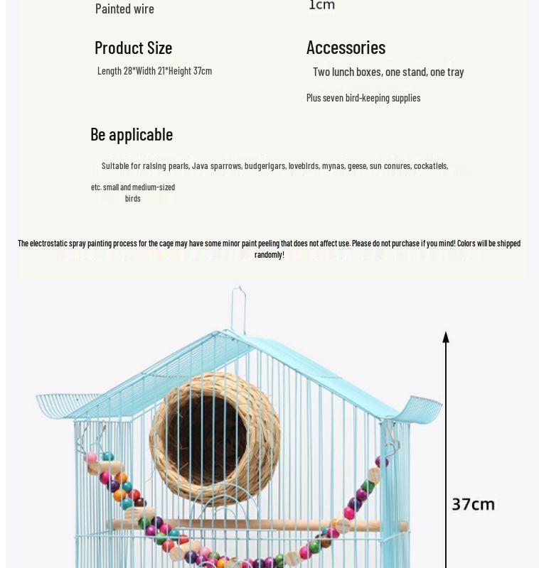 Luxury Home Villa Bird Cage for Small Parrots and Budgies - New Design with Embroidered Eye Pearl and Free Shipping.