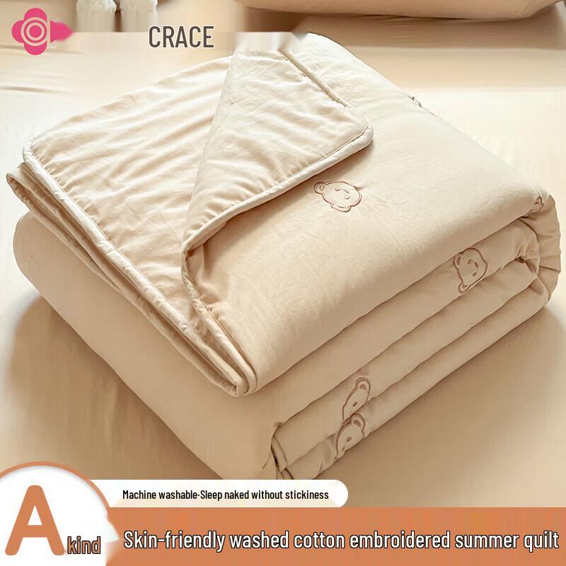 

Jieliya Milk Tea Bear Embroidered Soybean Fiber Summer Quilt Set