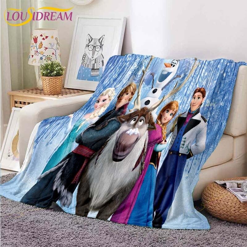 3D Cartoon Frozen Blanket Ultra Lightweight Soft Plush Flannel Throws Blanket for Sofa Bed Couch Best Office Gifts