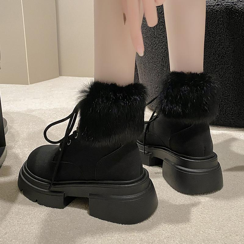 Moda 2024 Wysoka Jakość Damskie Krótkie Botki z Okrągłym Noskiem Okrągły Nosek Jednolity Kolor Sznurowane Odporne na Zużycie Damskie Buty Botines De Mujer