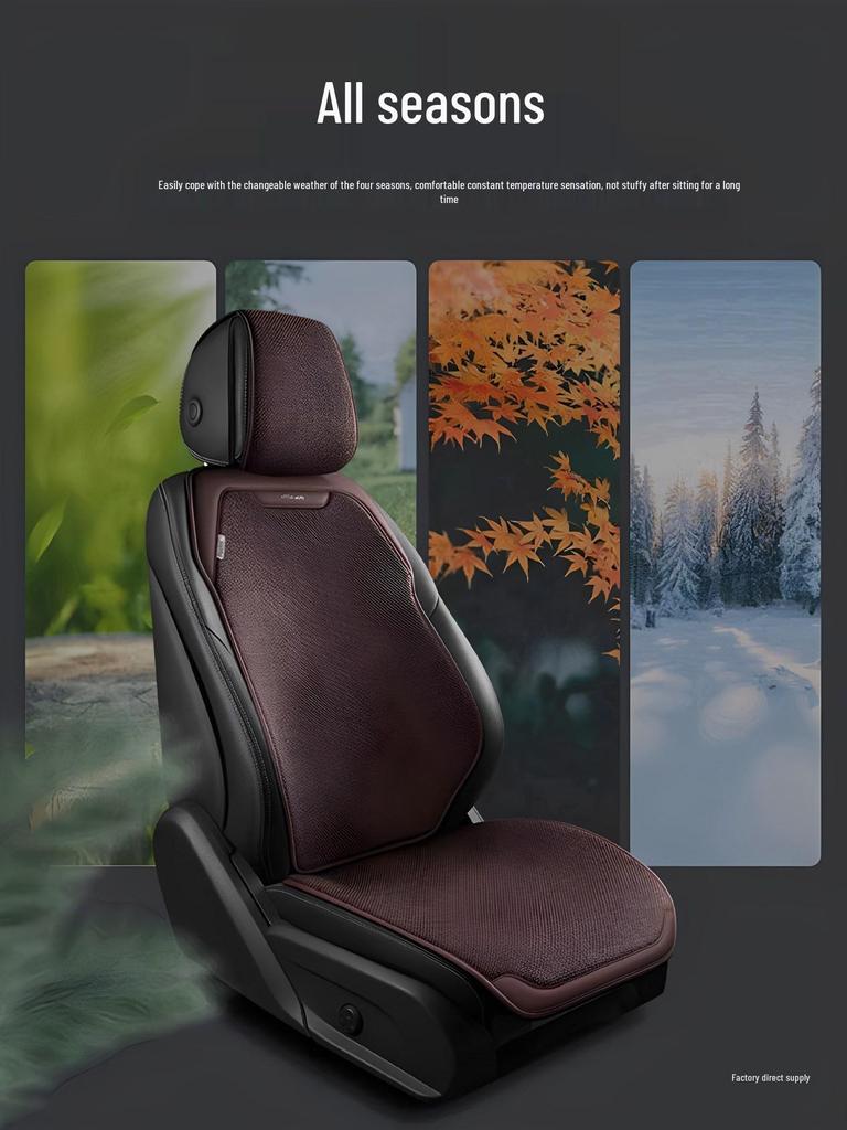 Universal Linen Car Seat Cushion - Breathable, High-End, Half-Wrap Design for All Seasons