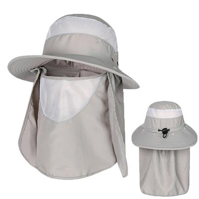Summer Outdoor Men And Women Mountaineering Large-brimmed Fisherman Hat Anti-UV Fishing Cap Sun Hat with Breathable Face Mask