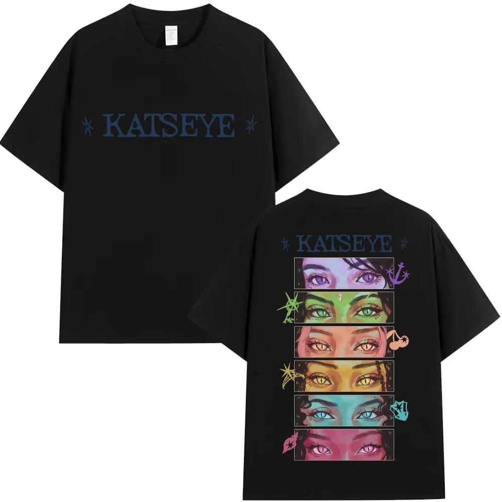 2026 Hot Sale Kpop Katseye Eyes Graphic Print Fashion T Shirts Pop Music Tee Men Women Korean Aesthetic T-shirt Oversized Short Sleeve