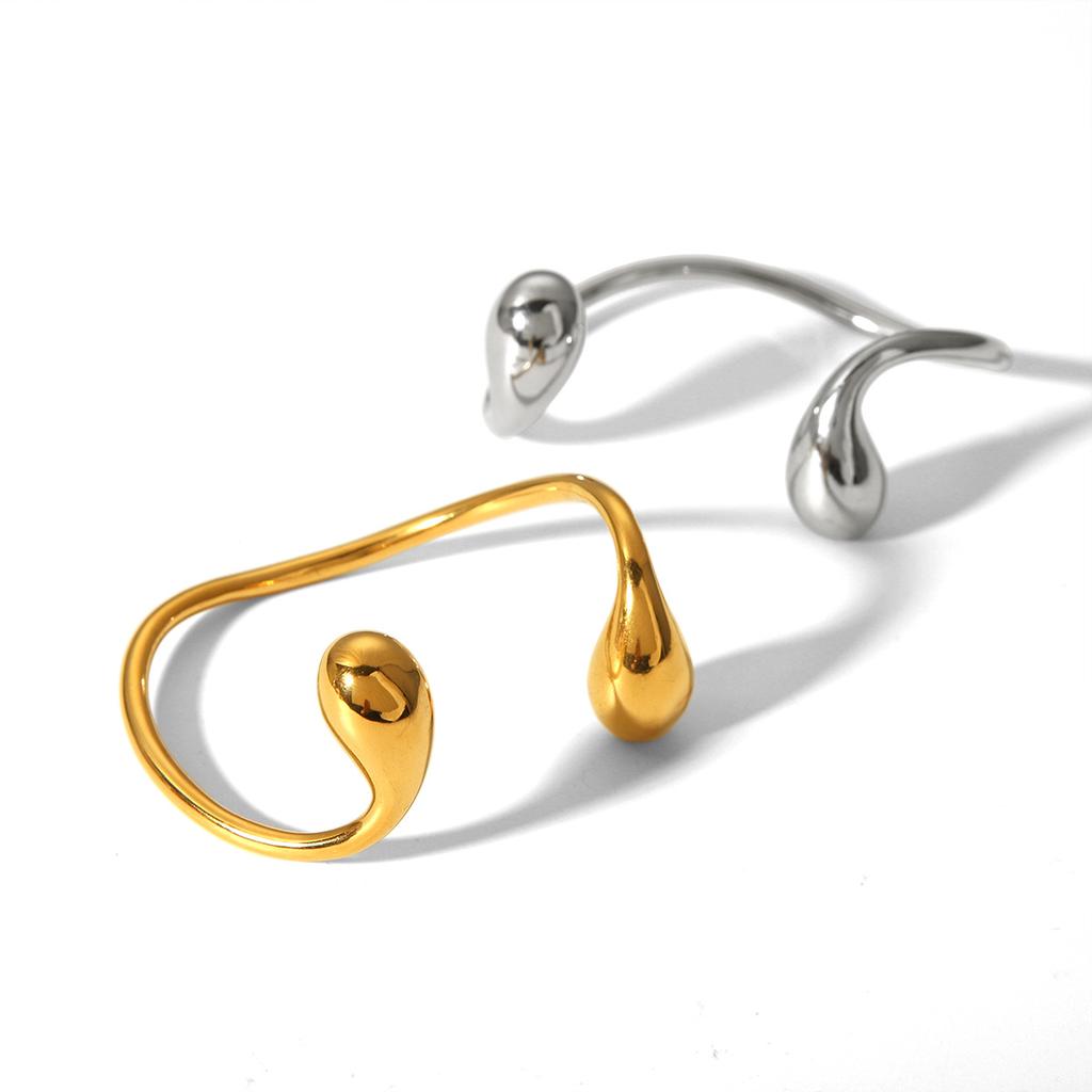 Stainless Steel Asymmetrical Open Bangle, Trendy Titanium Steel Bracelet, Versatile Hand Jewelry