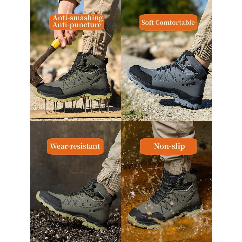 Plus Size 38-48 Safety Boots Men Work Boots Steel Toe Shoes Puncture-Proof Protective Boots Indestructible Work Safety Shoes