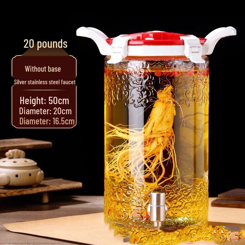 ZISIZ Large Glass Infusion Jar with Stainless Steel & Resin Base