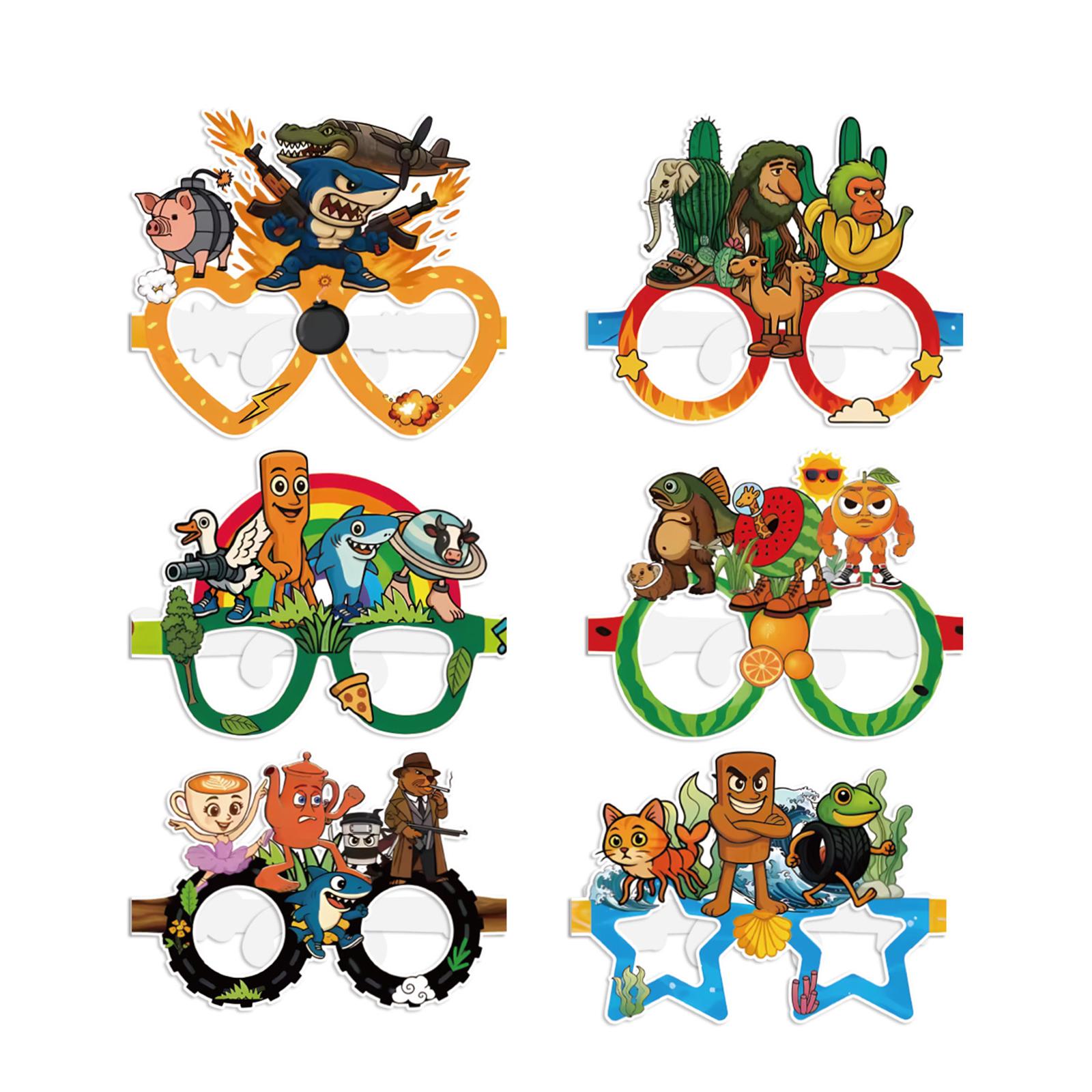 

Бумажные очки Декоративный фотореквизит 6 шт., Аниме очки Маска Принадлежности для переодевания на день рождения One Size