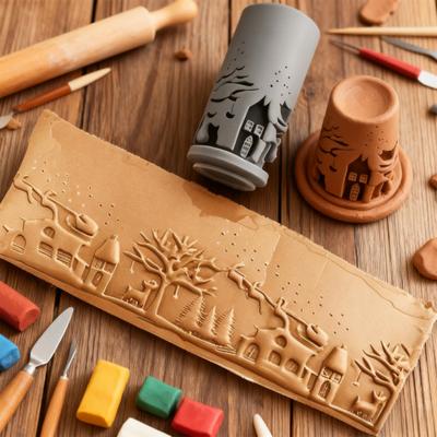 Rolo Texturizador para Relevo em Argila Polimérica Argila para Cerâmica Modelagem Rolo Estampado DIY Doméstico Cerâmica em Placa Argila para Azulejo Texturizado Ferramentas de Relevo